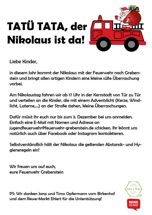 Nikolaus Feuerwehr Brief